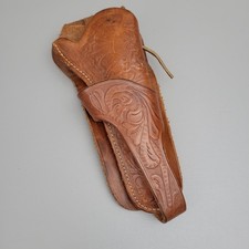 Cowboy Leather Gun Holster Right Hand Tan Embossed 45 cal