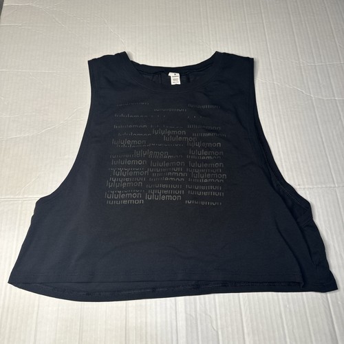 Lululemon Muscle Shirt Crop Tank Top Black Womens Size 6 Activewear Workout