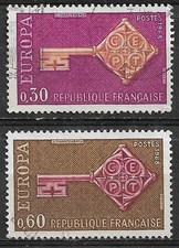 Timbres Oblitérés YT 1556 1557 EUROPA Clef 1968