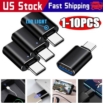 LED USB-C 3.1 Male to USB A Female Adapter Converter OTG Type C Android Phone