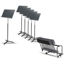 Proline 6-Pack Orchestral Music Stand With Manhasset Storage Cart Holds 25 