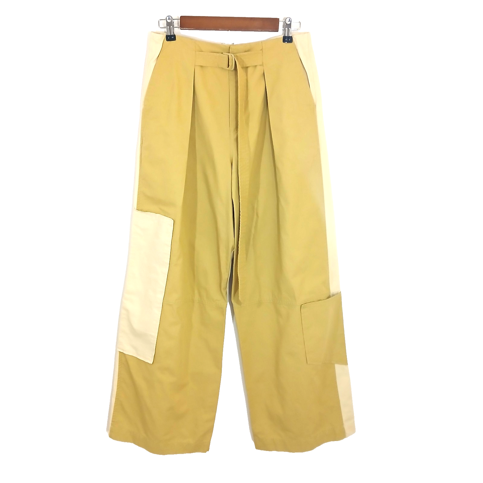 Zara Two Tone Wide Leg Pants Womens Size Medium 30 X 30 Cargo 100% Cotton Spring