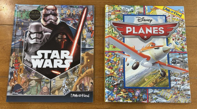 Lot of 2 Disney Planes & Star Wars Look and Find Hardback Books