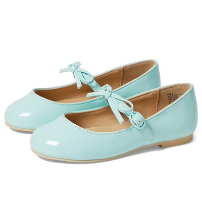 Janie and Jack 100049262 Ballet Flat Girls 4M Blue Bow Adjustable Strap HTAT1278
