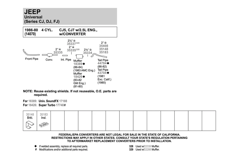 For Jeep CJ7 1976-1981 Walker 43704 Aluminized Steel Exhaust Tailpipe Foto 4 de 4