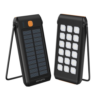 4smarts Solar Powerbank TitanPack Flex 10000mAh Schwarz Stand LED Lampe BRANDNEU