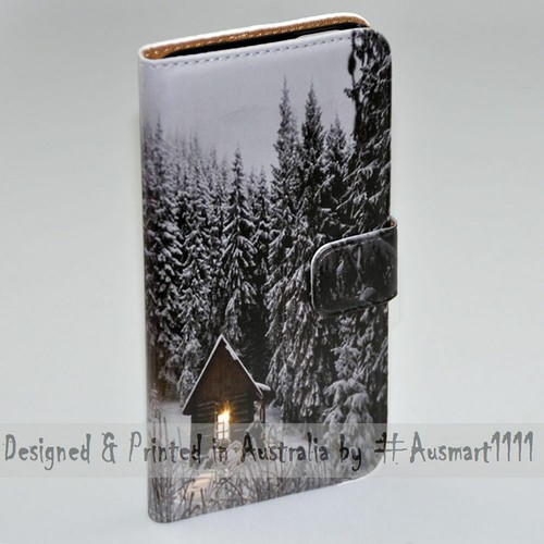 For HTC Series - Snow Forest Theme Print Wallet Mobile Phone Case Cover - Picture 2 of 3
