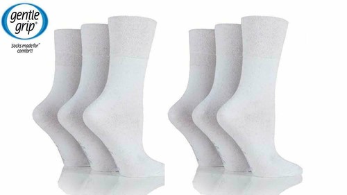 Gentle Grip Socks Men's Easy Fit Non-Elastic Soft Material Diabetic Cotton Socks - Picture 3 of 8