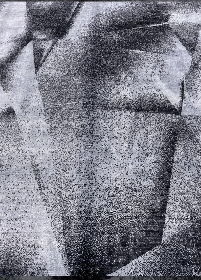 Tapete de área moderno espetacular preto cinza feito à mão lã abstrata raro 5’ X 8’’ - Imagem 3 de 4