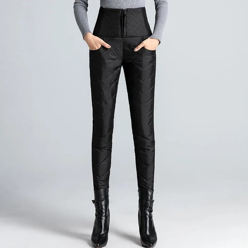 Damen Solide Gepolstert Gesteppt Hose Bleistift Dehnbar Elastisch Taille Winter - Imagen 4 de 18