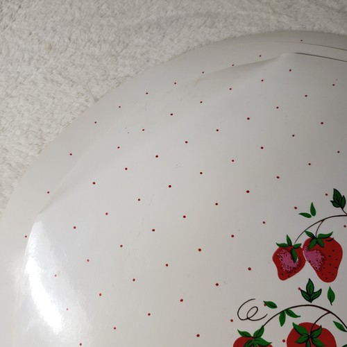 Vintage Vinyl Cushion Placemats Oval Basket Strawberries Blossom Red Green set 4 - Picture 8 of 13