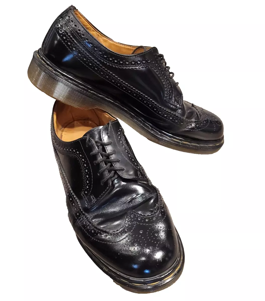 Dr martens 3989 patent top brogue 3 eye dress shoes