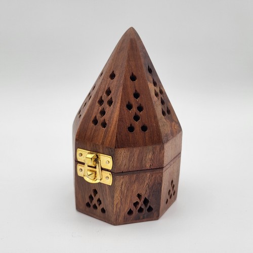 Holz Tempel Pyramide Kegel Salbei Fleck Räuchergefäß Halter KOSTENLOSER VERSAND
