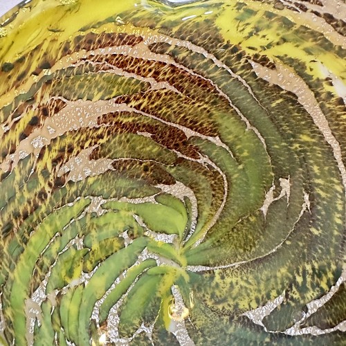 MURANO GLASS VETRO ARTISTICO VENEZIANO SWIRL YELLOW GREEN & GOLD AVENTURINE BOWL - Bild 14 von 22