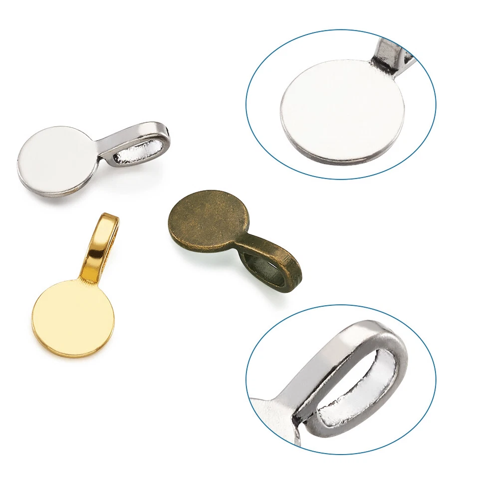 60 шт. тибетский сплав клей на плоскую подушечку подвеска поручни соединитель плоский круглый 18x10 мм - Изображение 4 из 4