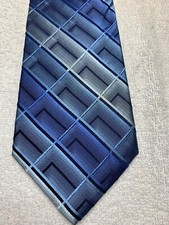 STAFFORD MENS TIE BLUE BLACK WHITE 3.75 X 60