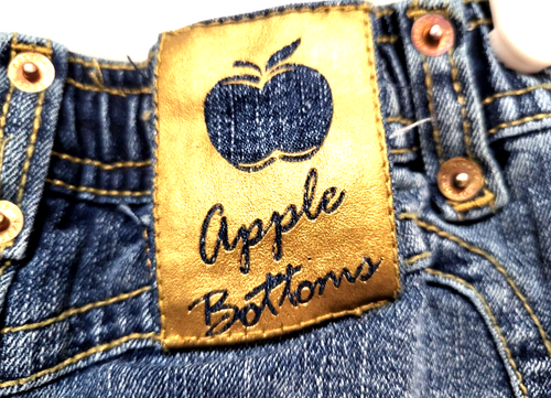Denim Skort Scooter 4T Apple Shaped Pockets Blingy Gold Sequins Apple Bottoms - Picture 6 of 12
