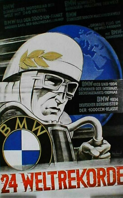 1934 BMW german poster cafe racer art print vintage for glass frame 36/" x 24/"