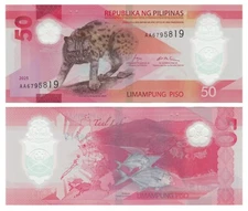 Philippines 50 Piso (2025) - Leopard Cat/Fish/p237a, B1105a Polymer AA UNC