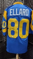 Autographed/Signed HENRY ELLARD Los Angeles LA Blue Football Jersey JSA COA Auto