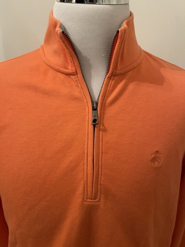 Brooks Brothers 1/4 Zip Pullover Shirt Mens S Coral Cotton Mock Neck - Picture 7 of 16