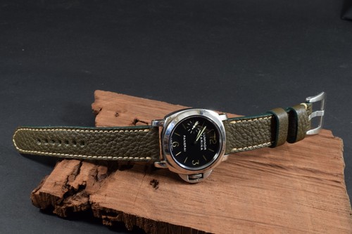 UHRENARMBAND 26 24 22 MM ECHT LEDER CARABU GRÜN II HANDMADE BAND MA STRAP - Bild 6 von 12