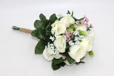 Bridal Wedding Bouquet Blush Ivory Rose White 15" Romantic White Sweet Pink