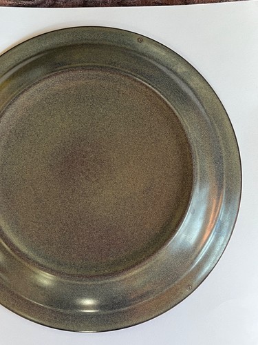Vintage Blue Gray & Brown w Green MCM Design Stoneware Dinner Plate - 10.25 inch - Imagen 9 de 9