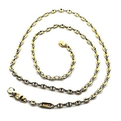 SOLID 18K YELLOW WHITE GOLD MARINER NAUTICAL CHAIN OVAL 3.8
