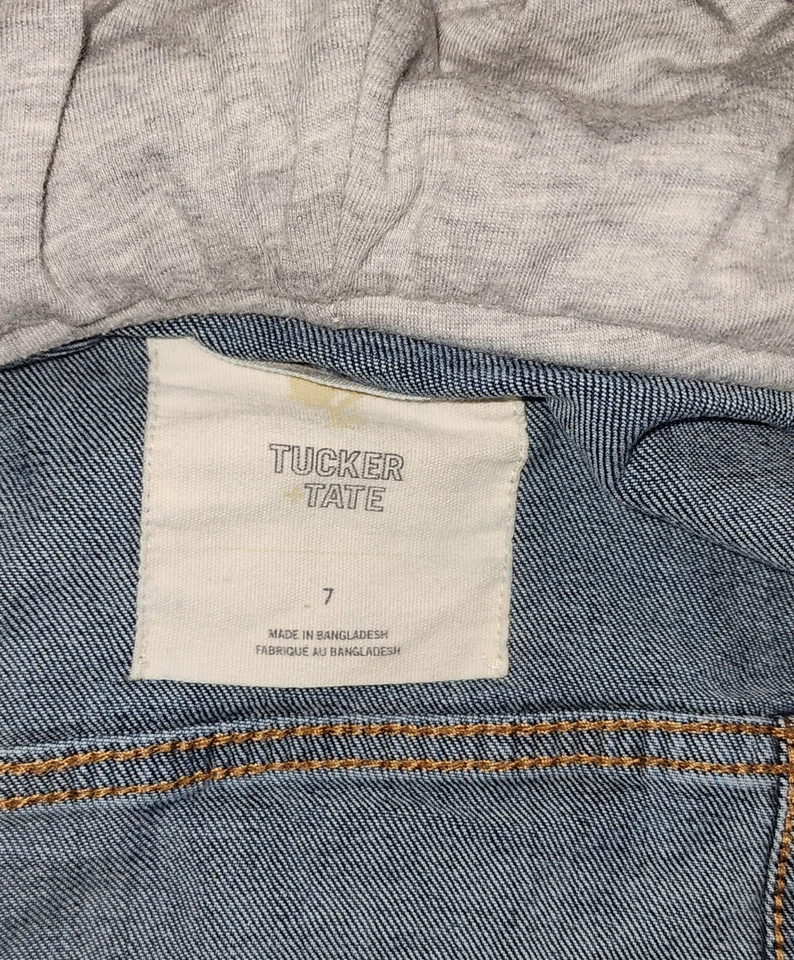 Chaqueta de mezclilla con capucha Tucker+Tate, lavado vintage con material de sudadera niños talla 7 Foto 2 de 4