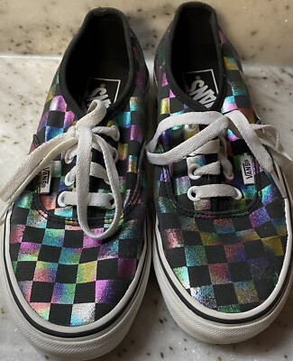 VANS Iridescent CheckerBoard Skateboard Shoes Sneakers Women Men  Lace