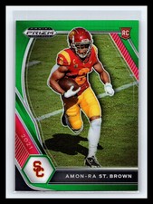 🏈 AMON RA ST BROWN 2021 PRIZM GREEN HOLO REFRACTOR RC # 133