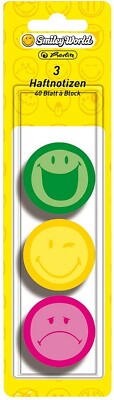 720 Smiley's Haftnotizblock Herlitz Notizkleber 3 Motive je 40 Blatt neonfarbig