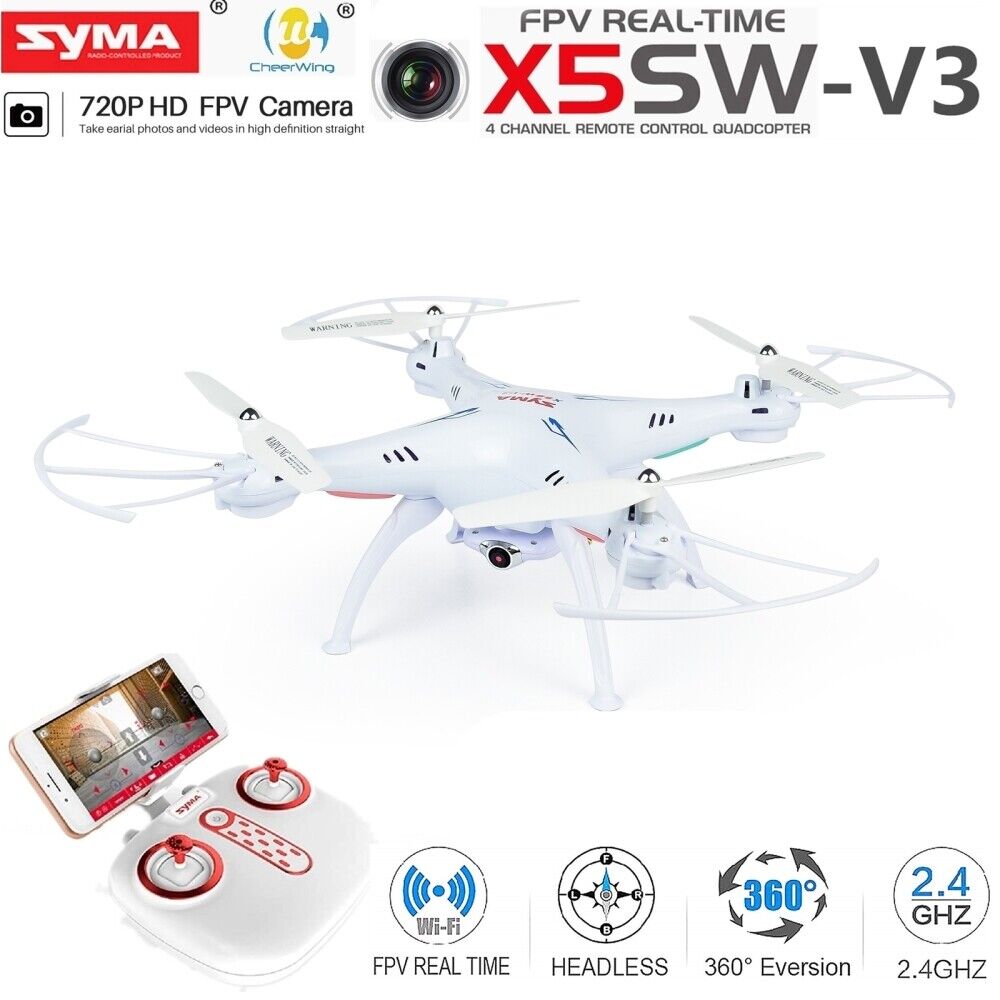 Syma X5SW-V3 RC Drone Quadcopter 2.4Ghz FPV WIFI Drones w/ 720P HD Camera White