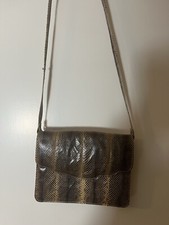 Vintage Brown Snakeskin Crossbody Flap Bag with Tassel — listing 4