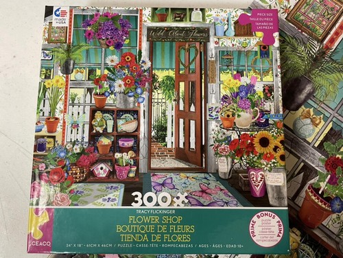 FLOWER SHOP Puzzle Ceaco 300 pc Complete Tracy Flickinger Art -Includes Poster - Picture 8 of 11