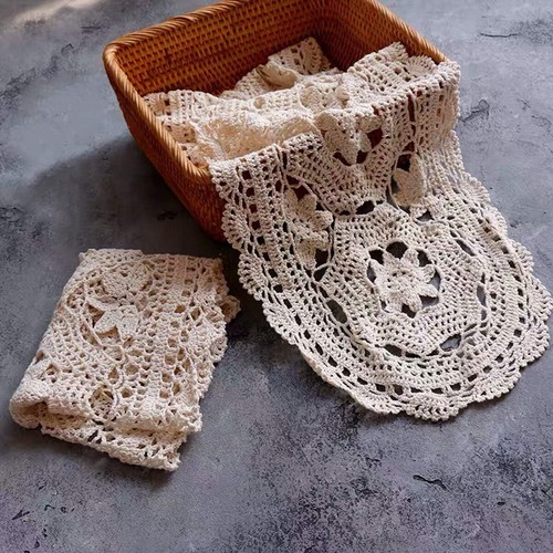 Vintage Hand Crochet Lace Table Runner Oval Dresser Scarf Flower Doily Wedding - Picture 47 of 48