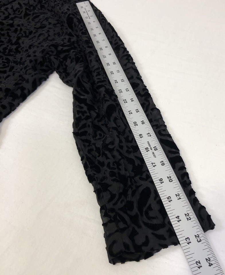 Savannah Womens Burnt Velvet Button Up Long Sleeve Witchy Blouse Sz