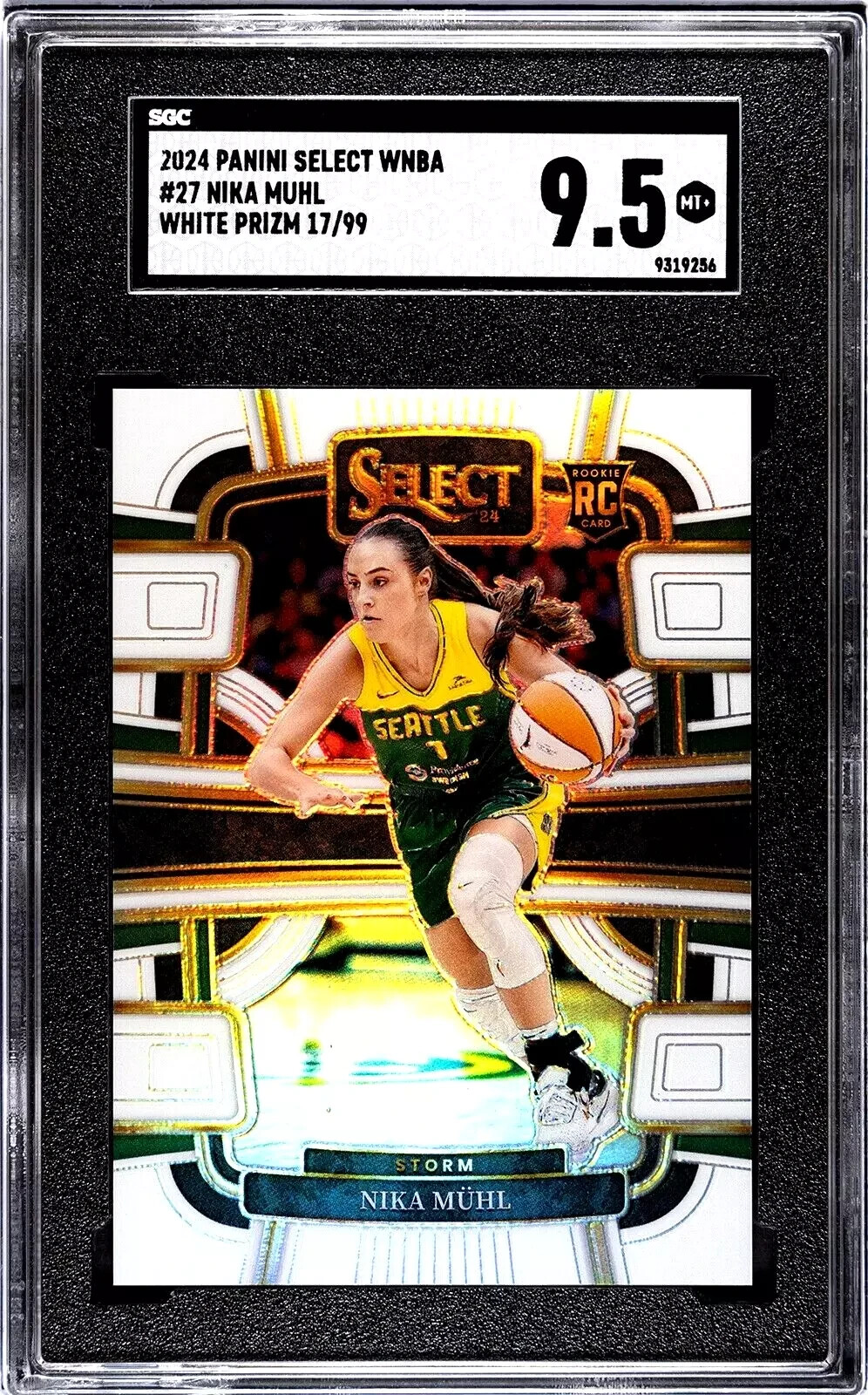 Nika Muhl🏀 2024 Panini Select WNBA - Concourse White Prizm 17/99 (RC) SGC 9.5;