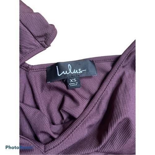 LULUS Top of the Trends Dusty Plum Ribbed long Puff Sleeve Bodysuit size xs - Picture 8 of 8
