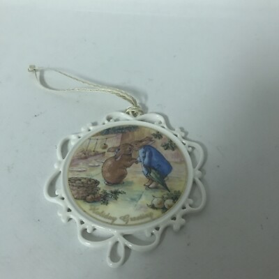 Peter Rabbit Holiday Greeting Ornament.  1998 Wedgwood 