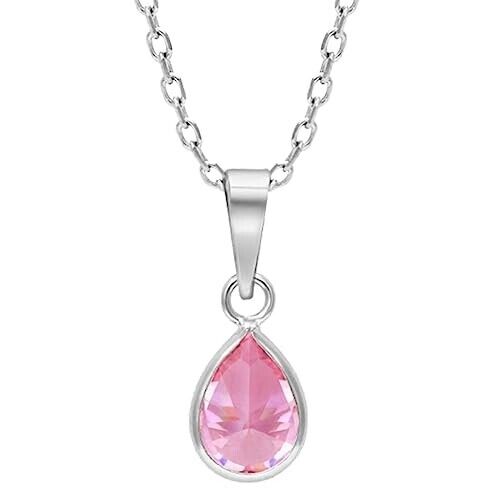 【P:ReinSein】LOVE clover necklace▲BOYNEXTDOOR着用 Sterling Silver Pink Drop Pendant With Link Chain | Necklace