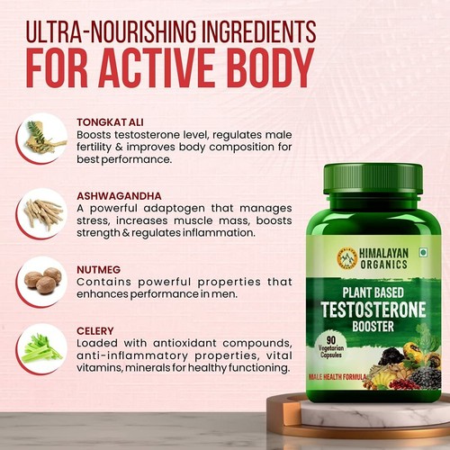 Himalayan Organics Plant Based Testosterone Booster Supplement 90 Veg Capsules - Picture 4 of 5