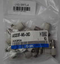 10x SMC Flow Control Valve AS1201F-M5-06D, 6mm Tube, 5 mm Pipe, Air Pneumatic