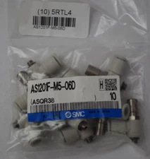 10x SMC Flow Control Valve AS1201F-M5-06D, 6mm Tube, 5 mm Pipe, Air Pneumatic