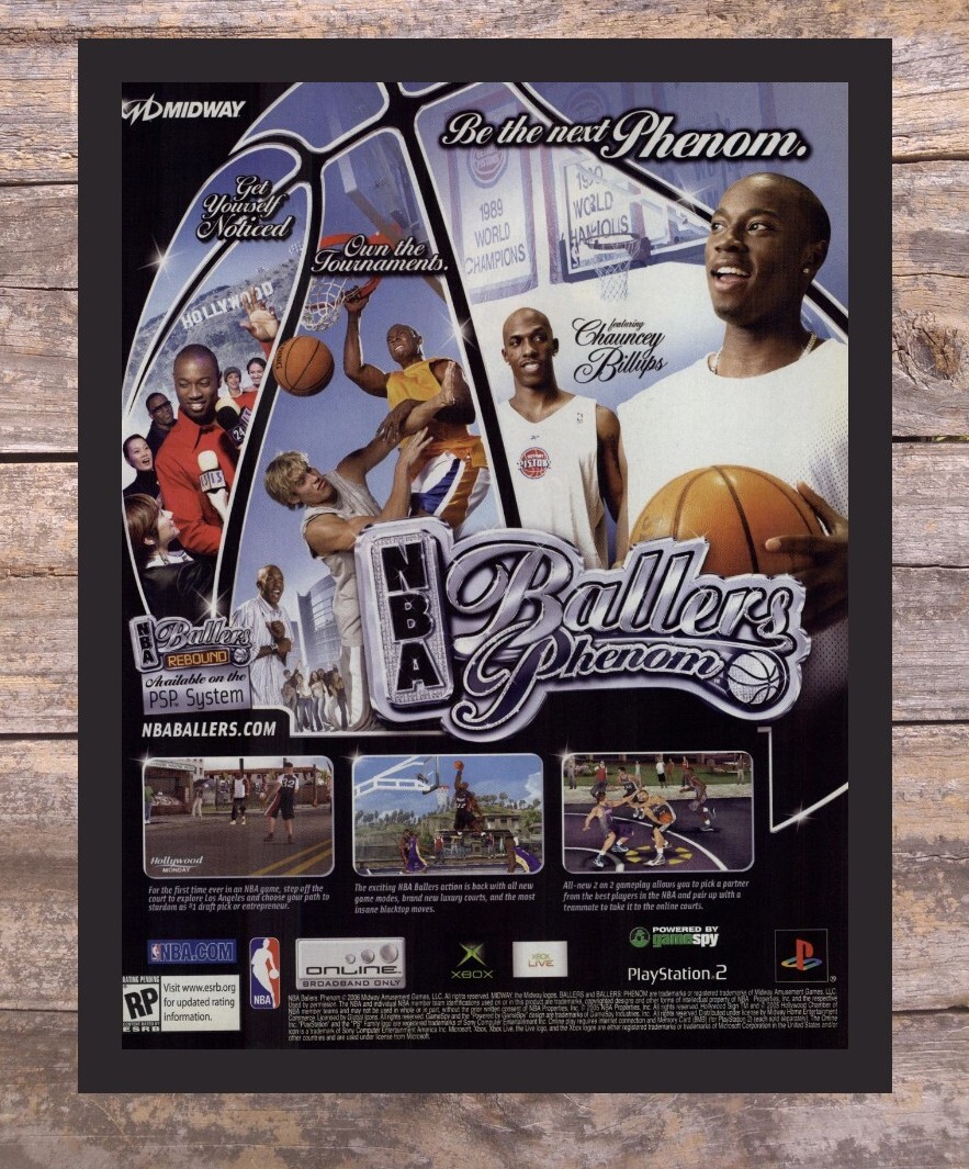 NBA Ballers Phenom Framed Xbox 360 PS2 Video Game Art 2006 Vintage