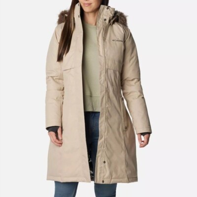 NWT Columbia Womens Apres Arson Winter Long Down Jacket 2X Beige