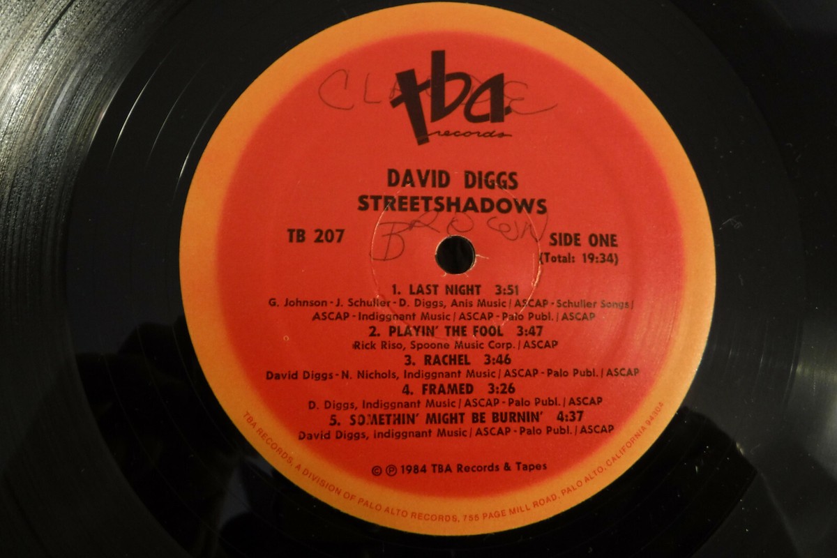 David Diggs, Streetshadows, TBA Records TB 207, 1984 Jazz David Diggs, Streetshadows, TBA Records TB 207, 1984 Jazz