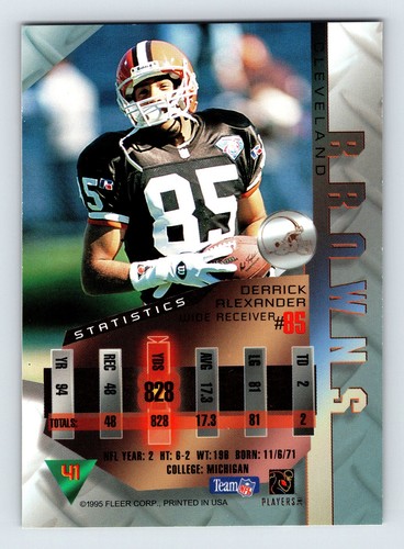 1995 Fleer Metal Derrick Alexander #41 Football Cleveland Browns - Picture 2 of 2