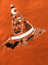 Kids Cat  Jack-- Girl's Witch Hat Orange Halloween TShirt- Size M 7/8 